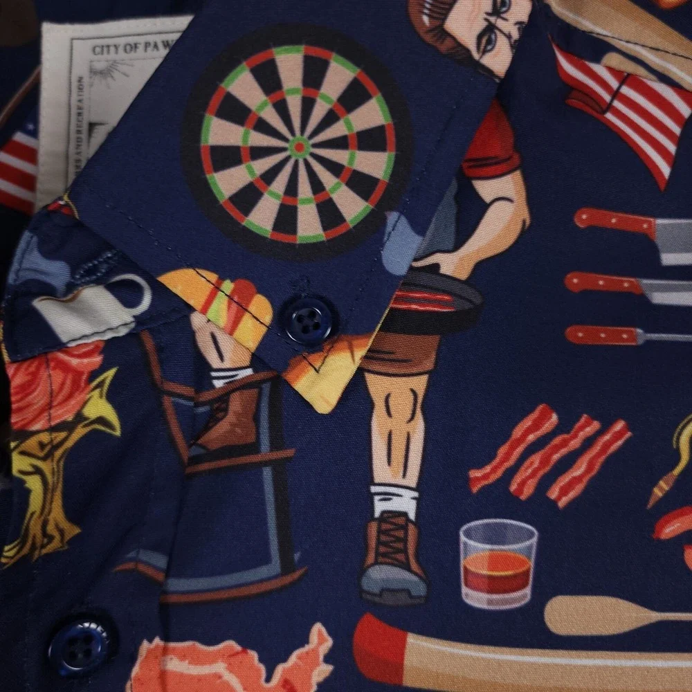 RSVLTS Ron Swanson Shirt Greatness Mens Medium Parks‎ Recreation Button KunuFlex